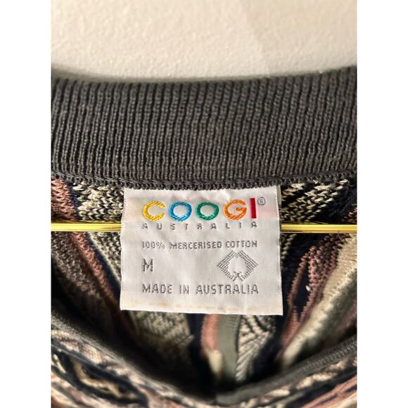 Vtg COOGI Australia 90’s v-neck sweater biggie authentic Medium knit navy multi - Picture 9 of 10